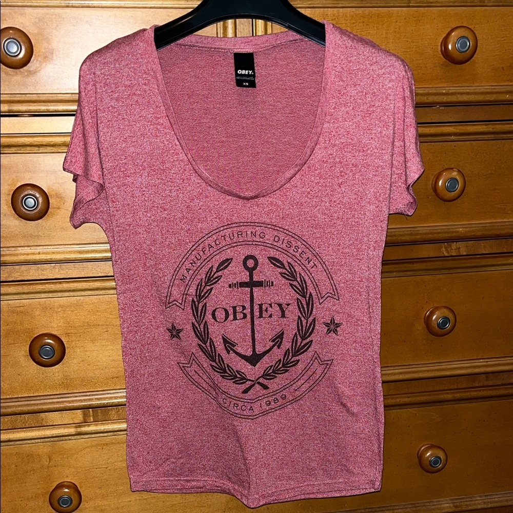 Obey Women's Red Graphic Tee